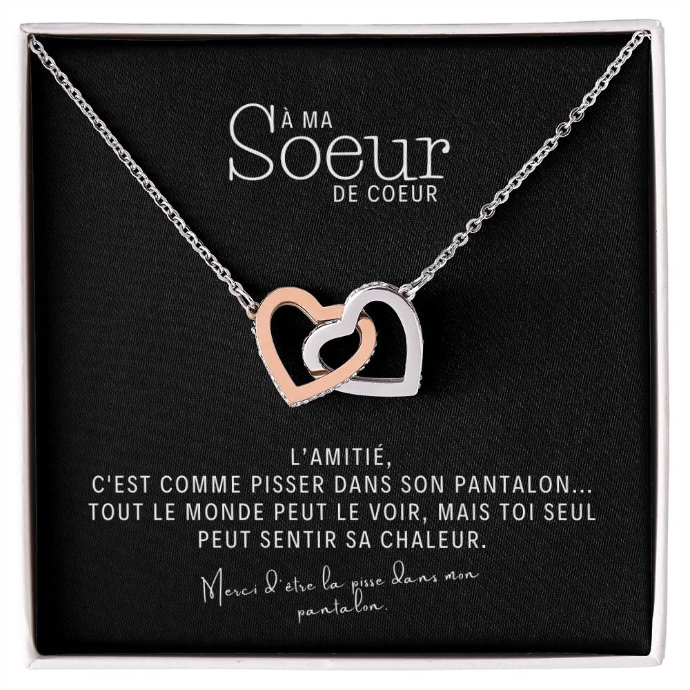 À Ma Sœur De Cœur - L'Amitié - Collier Cœurs Enlacés pour Femme Fille