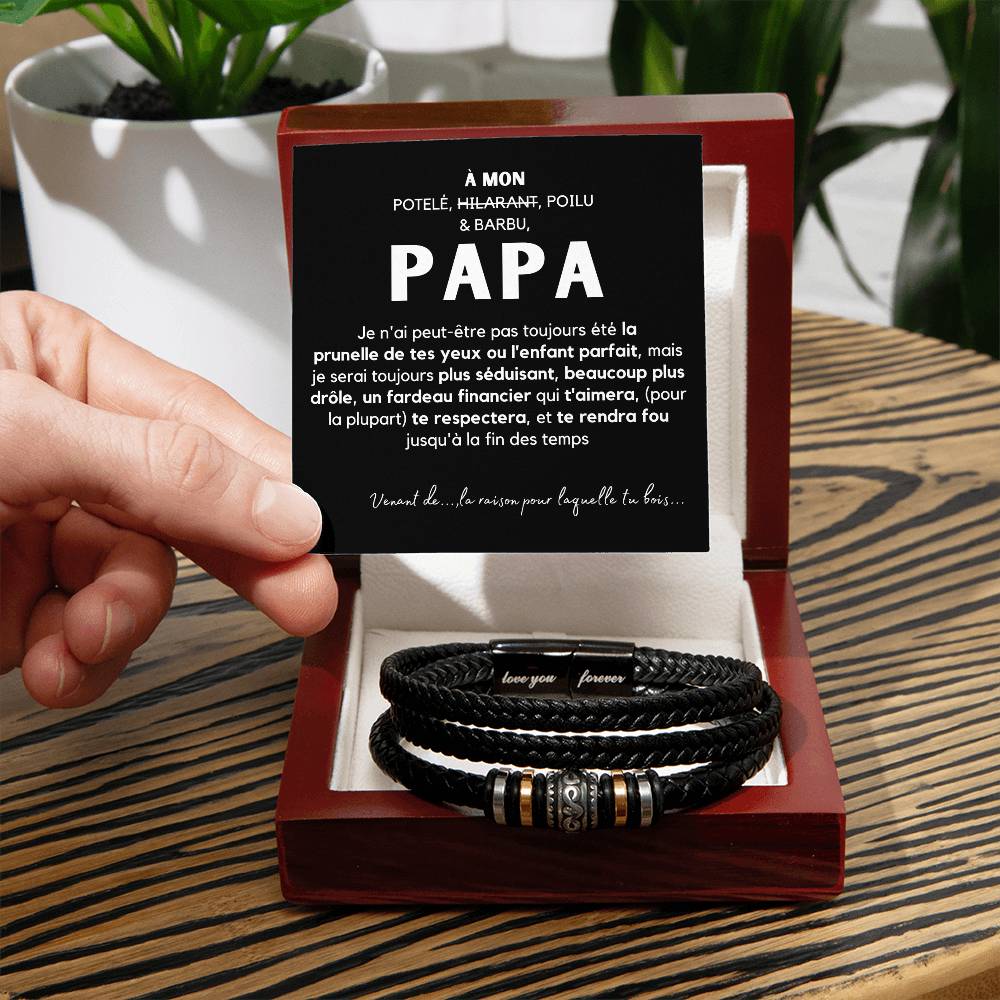 À Mon Potelé, hilarant, poilu  & barbu, Papa - Bracelet Love You Forever pour Homme